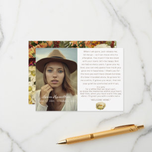 Rich Floral Funeral Memorial Herdenking sympathie Informatiekaartje