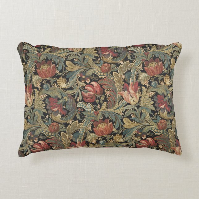 Rich Floral Tapestry Brocade Antiek Classic Accent Kussen (Voorkant)