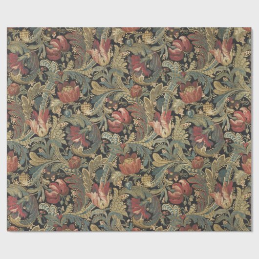 Rich Floral Tapestry Brocade Antiek Classic Cadeaupapier (Vlak)