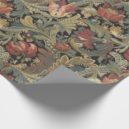 Rich Floral Tapestry Brocade Antiek Classic Cadeaupapier (Hoek)