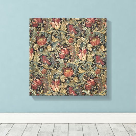 Rich Floral Tapestry Brocade Antiek Classic Canvas Afdruk (Insitu (Houten vloer))