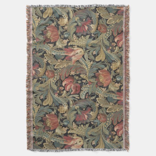 Rich Floral Tapestry Brocade Antiek Classic Deken (Voorkant Verticaal)