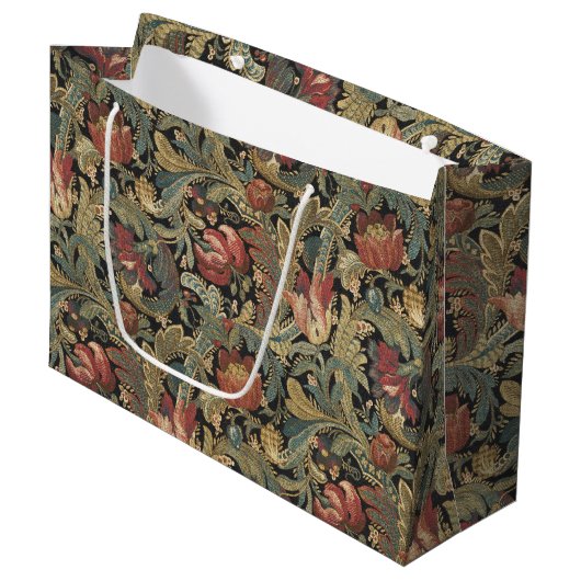 Rich Floral Tapestry Brocade Antiek Classic Groot Cadeauzakje (Voorkant Gekanteld)