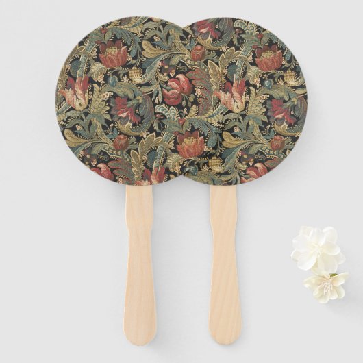 Rich Floral Tapestry Brocade Antiek Classic Handwaaier (Voorkant en achterkant)