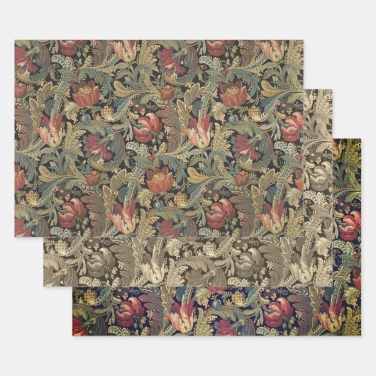 Rich Floral Tapestry Brocade Antiek Classic Inpakpapier Vel (Set)