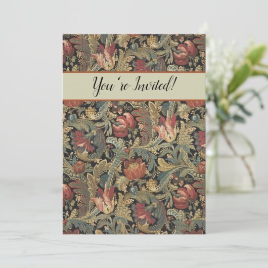 Rich Floral Tapestry Brocade Antiek Classic Kaart (Staand voorkant)