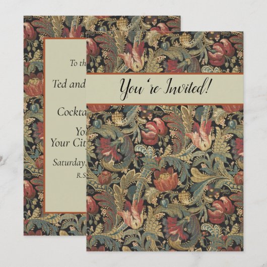 Rich Floral Tapestry Brocade Antiek Classic Kaart (Voorkant / Achterkant)