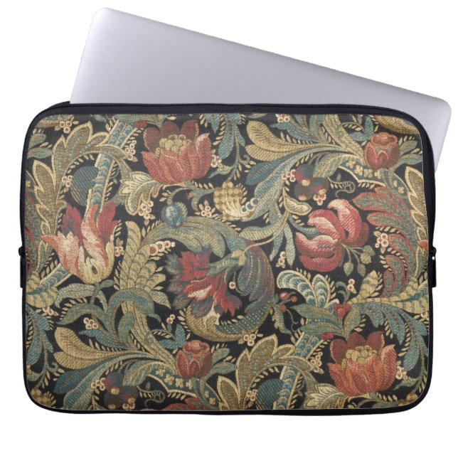 Rich Floral Tapestry Brocade Antiek Classic Laptop Sleeve (Voorkant)
