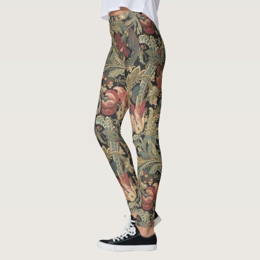 Rich Floral Tapestry Brocade Antiek Classic Leggings (Links)