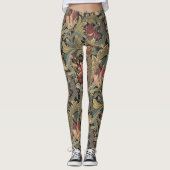 Rich Floral Tapestry Brocade Antiek Classic Leggings (Voorkant)