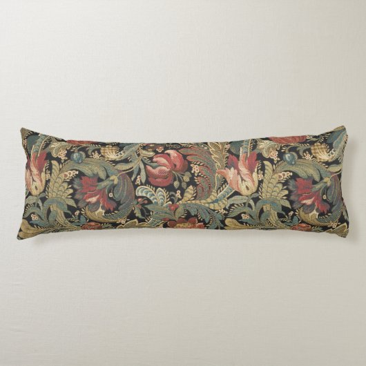 Rich Floral Tapestry Brocade Antiek Classic Lichaamskussen (Voorkant)