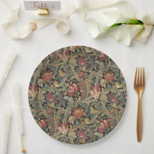 Rich Floral Tapestry Brocade Antiek Classic Papieren Bordje