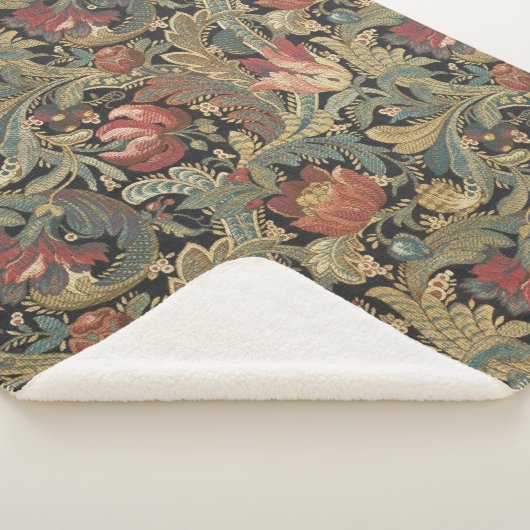 Rich Floral Tapestry Brocade Antiek Classic Sherpa Deken (3/4)
