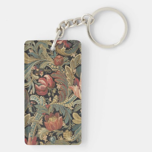 Rich Floral Tapestry Brocade Antiek Classic Sleutelhanger (achterkant)