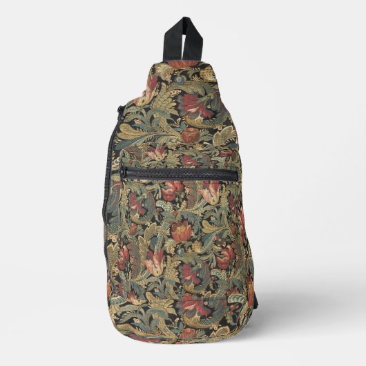Rich Floral Tapestry Brocade Antiek Classic Sling Bag (Voorkant)