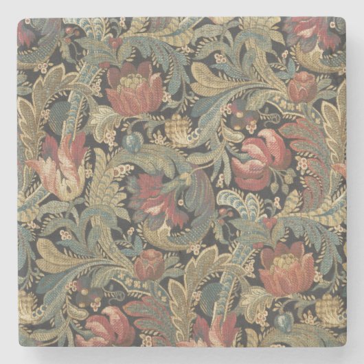 Rich Floral Tapestry Brocade Antiek Classic Stenen Onderzetter (Voorkant)