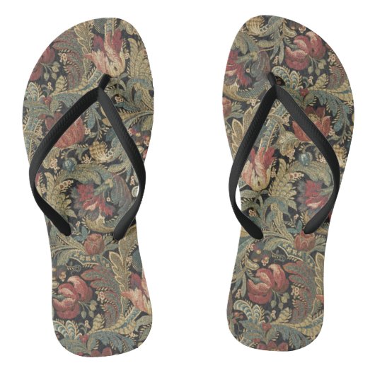 Rich Floral Tapestry Brocade Antiek Classic Teenslippers (Voetbed)
