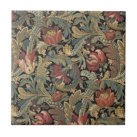 Rich Floral Tapestry Brocade Antiek Classic Tegeltje (Voorkant)