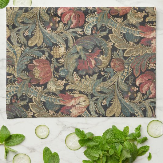 Rich Floral Tapestry Brocade Antiek Classic Theedoek (Gevouwen)