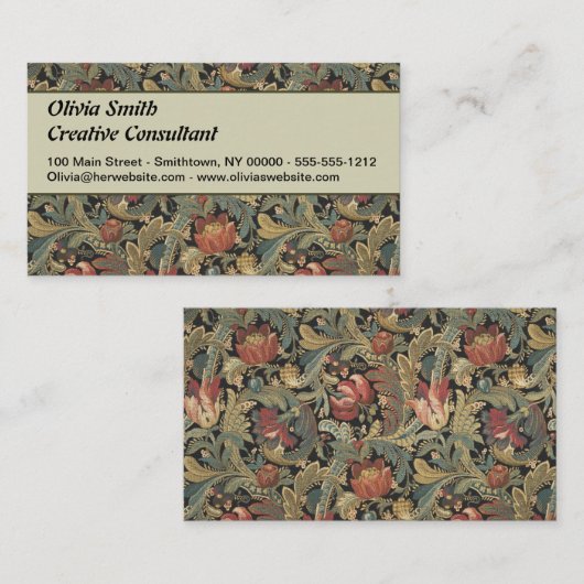 Rich Floral Tapestry Brocade Antiek Classic Visitekaartje (Voorkant / Achterkant)