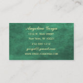 Rich Forest Green Damask Visitekaartje (Achterkant)