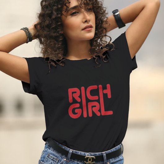 RICH GIRL Bold Red Typography Tri-Blend Shirt