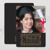 Rich Gold Lijst Foto Afstuderen Aankondiging (Voorkant / Achterkant)