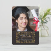 Rich Gold Lijst Foto Afstuderen Aankondiging (Staand voorkant)