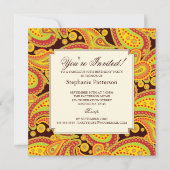 Rich Gold Paisley Pattern Milestone Birthday Party Kaart (Voorkant)