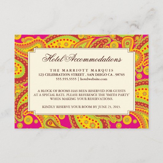 Rich Gold Paisley Pattern Party Enclosure Card Informatiekaartje (Voorkant)