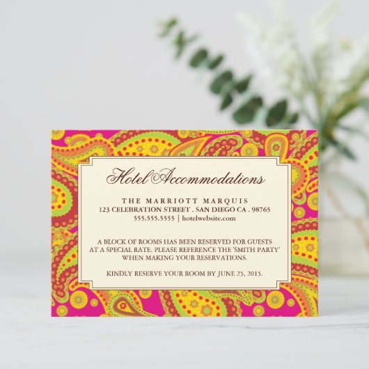 Rich Gold Paisley Pattern Party Enclosure Card Informatiekaartje (Staand voorkant)