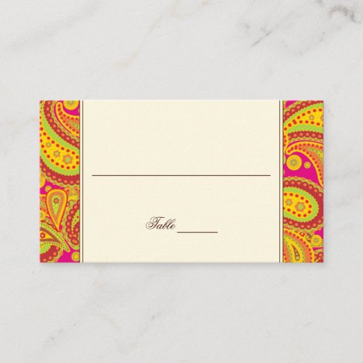 Rich Gold Paisley Pattern Party Table Seating Card Plaatskaartje (Voorkant)