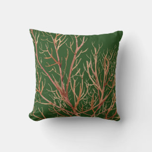 Rich Green & Coral Pattern Kussen