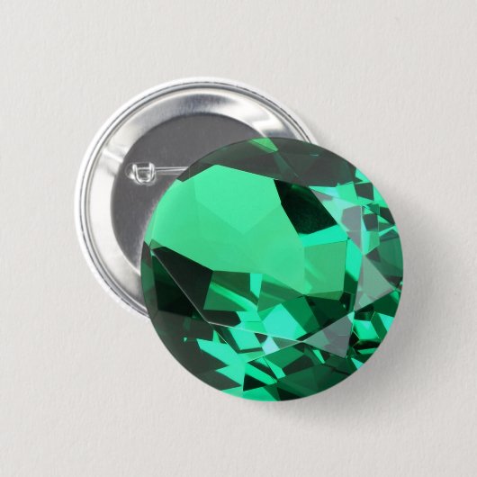 Rich green Emerald May verjaarstone Ronde Button 5,7 Cm (Voorkant /achterkant)