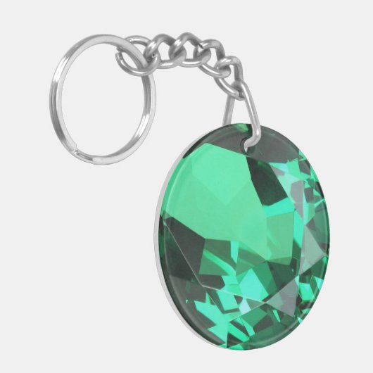 Rich green Emerald May verjaarstone Sleutelhanger (Voorkant Links)