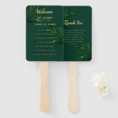 Rich Green Golden Theme-programma Handwaaier (Voorkant en achterkant)