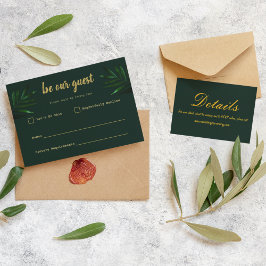 Rich Green Golden Theme RSVP-kaart RSVP Kaartje