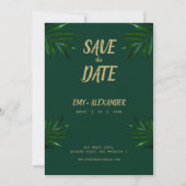 Rich Green Golden Theme Save The Date (Voorkant)