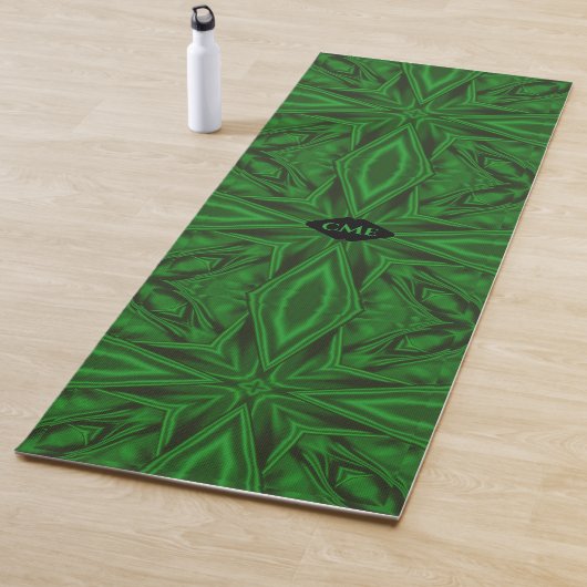 Rich Green Modern Fractal Pattern Yogamat (In situ)
