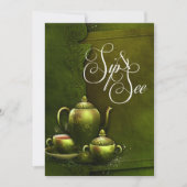  Rich Green Tea Party Sip/See Baby shower Kaart (Voorkant)
