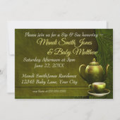  Rich Green Tea Party Sip/See Baby shower Kaart (Achterkant)