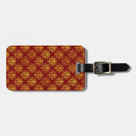 Rich Holiday Damask Bagagelabel (Voorkant horizontaal)