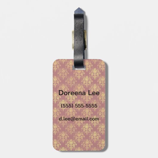 Rich Holiday Damask Bagagelabel (Achterkant verticaal)