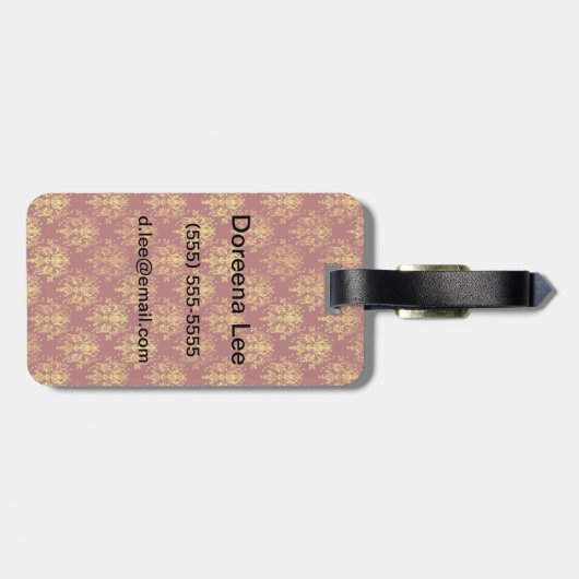 Rich Holiday Damask Bagagelabel (Achterkant horizontaal)