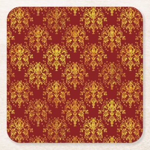 Rich Holiday Damask Kartonnen Onderzetters