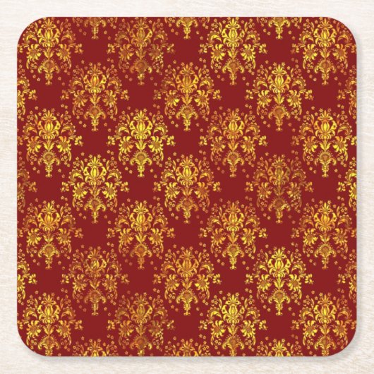 Rich Holiday Damask Kartonnen Onderzetters (Voorkant)