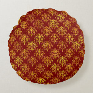 Rich Holiday Damask Rond Kussen