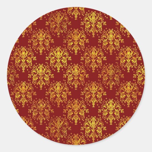 Rich Holiday Damask Ronde Sticker (Voorkant)