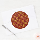 Rich Holiday Damask Ronde Sticker (Envelop)