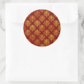Rich Holiday Damask Ronde Sticker (Tas)